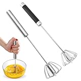 Halbautomatischer Schneebesen aus Edelstahl, 2 Stücke Schneebesen Edelstahl für die Küche Halbautomatischer Handschneebesen, Drehbarer Push Mixer Rührer zum Schneebesen, Schlagen, Rühren