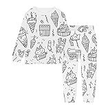 Zannycn Kinder Mädchen Jungen Pyjamas Cartoon Druck DIY Handbemaltes Homewear-Set Bequem Pyjama Zum Ausmalen Loungewear Set Locker Und Bequem Pyjama Pyjama Set Für Jungen Mädchen