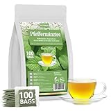 ULTHMOK Premium Pfefferminztee Beutel - 100 Teebeutel aus 100% natürlichen Pfefferminzblättern, ohne Zusatzstoffe & Koffeinfrei