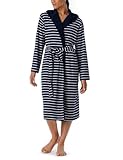 Schiesser Damen Bademantel Mit Kapuze Frottee 110 Cm Länge - Baumwolle Gemustert, Navy_181535, M EU
