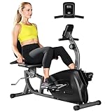 SPORTNOW Liegeergometer für Zuhause mit 8 verstellbar Widerstandsstufen Magnetbremse Pulssensoren LCD-Display Leise Liegerad Heimtrainer mit verstellbar Bequem Sitz Hometrainer Fahrrad Bis 135 kg