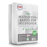 Welldora ǀ Premium Milbenbezug Matratzen 160x200x28 ǀ Allergiker Matratzenschoner fachärztlich getestet ǀ Encasing mit Reissverschluss ǀ Allergiker Bettwäsche