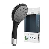 SCHÜTTE BROADWAY Handbrause, Duschkopf mit über 300 Düsen und 5 einstellbaren Strahlarten, brausekopf Dusche, Chrom/Schwarz