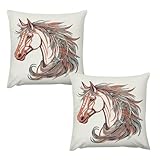 HKMNTGD Quadratische Kissenbezüge 55,9 x 55,9 cm, Amor-Pfeil, Liebe, Pferd, bedruckt, dekorativ, kurz, Plüsch, weich, für Sofa, Schlafzimmer, Auto