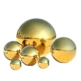 zosenda Edelstahl Beobachtungskugel 6 Stück 50-150 mm Spiegelpolierte hohle Kugel reflektierende Gartenkugel vorgebohrte Gazing Globe für Haus Garten Ornament Dekorationen (Golden)