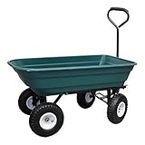 Grafner Gartenwagen mit Kippfunktion, belastbar bis 300 kg, mit 75 Liter Kunststoffwanne und Lenkachse, Luftbereifung, Transportwagen Gartenkarre Dumper Handwagen Schubkarre Bollerwagen