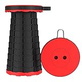 Tragbarer Klapphocker, Zweiten Generation Kunststoff Teleskop-Hocker, Belastung 400 lb für Outdoor Camping Reise, Indoor Dining Party (Rot)