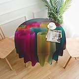 Farbige Papier-Tischdecke, rund, 152 cm, abwischbar, wasserdicht, Blumenmuster, für drinnen und draußen, geeignet für Esszimmer, Couchtisch, Garten, Hochzeit und Picknick