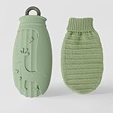 Wärmflasche aus Gummi für den Winter, geeignet zur Linderung von Schmerzen, Krämpfen und Beschwerden(Green)