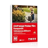 INKUWAY A3 Transparente Inkjet-OHP-Folie mit Senser Trip für Tintenstrahldrucker, 20 Blatt, zur Verwendung beim Bild- und Designdruck