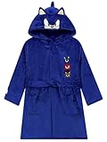 Sonic The Hedgehog Bademantel Jungen, Fleece Kinder Bademantel mit 3D-Ohren & Stacheln, Kapuzen Morgenmantel Kinder in Blau 152