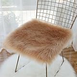 Stuhlkissen Kunstfell Quadratisch, Klein Quadratisch Sitzbezug Flauschiges Kissen, Sitzkissen Faux Lammfell Schaffell, Sitzauflage Quadratisch PlüSch für Wohnzimmer Schlafzimmer (Khaki,70x70 cm)