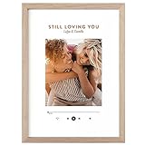 NESCL Bilderrahmen Eiche Holz für DIN A4 21 x 30 cm Natur Amerikanische Weiß-Eiche Dünner Rahmen | Frontplatte aus gehärtetem Glas | Picture Frame 21 x 29,7cm | Holzrahmen Holz-Bilderrahmen | 1-Pack
