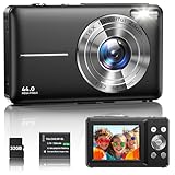 Digitalkamera 1080P Fotokamera 44MP Kamera Fotoapparat Tragbare Kompaktkamera mit 2,4' LCD Bildschirm, 16X Digitalzoom, 32G Micro Speicherkarte, 1 Akku für Kinder Teenager Student Anfänger-Schwarz