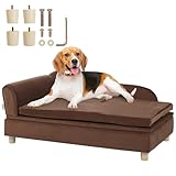 VEVOR Haustiersofa, Hundecouch für große Hunde und Katzen, weiches, samtiges Hundesofabett, 50 kg belastbares Katzensofa, Hundebett Haustierbett Dunkelbraun