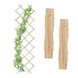 Relaxdays Rankgitter ausziehbar, 3er Set, Rankhilfe Kletterpflanzen, 180x60 cm, Garten, Balkon, Terrasse, Holz, Natur