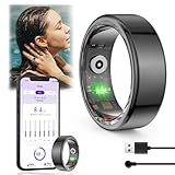 WIOONI Smart Ring Herren Damen, Fitness Ring Tracker Gesundheitsring mit Herzfrequenz, SpO2, Schlaftracker, 100+ Sportmodi IP68 Wasserdicht Smartringe für Android und iOS, Size 8, Schwarz