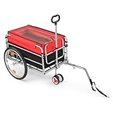 LEADZM Klappbar Fahrradanhänger, Lastenanhänger mit Universeller Kupplung, Transportanhänger mit 20-Zoll-Luftreifen, Sicheren Reflektoren, Transportbox mit 100 Liter