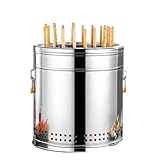 Edelstahl rauchfreier 360° drehbarer Grill Indoor/Outdoor Holzkohlebräter Tragbares Lagerfeuer Kochen für kleine Räume