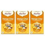 YOGI TEA Mango Chai, Ayurvedischer Bio Früchtetee mit Mango, Orange, Zimt, heiß oder kalt zu genießen, Yogi Tee 3er Pack, 3x17 Beutel (51 Teebeutel)
