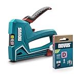 NOVUS TOOLS Handtacker J-51 Set inkl. 1200 Klammern │ Robuster, leichter Aluminium-Profitacker für Holz zur Befestigung von Folien und Zierleisten │ Für Nägel 16 mm und Flachdrahtklammern 6-14 mm