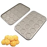 Norhogo Antihaftbeschichtetes Backblech, Goldene Krispies Backen Pan Schokolade Plätzchen Sesam Crisp Macaron Form Backset Cupcake Dessert Makronenform (2 Stück-15 Löcher)