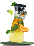CLIDOR Wasserkaraffe mit Deckel - 1 L, edles Klarglas Design, Tropffreie Glaskaraffe mit Deckel, Eleganter Wasserkrug mit feiner Filterung, Ideal für Fruchtwasser, Säfte, Infused Water (1000ml)