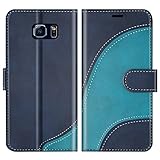 BoxTii Hülle für Samsung Galaxy S6, PU Leder Handyhülle für Galaxy S6, Ledertasche Klapphülle Schutzhülle mit Kartenfächer und Magnetverschluss, Blau