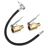 Opopark Ventilverlängerung Set,35cm Reifenfüller Schlauchadapter mit 2 Stück 8mm Autoventil Hebelstecker Air Chuck,Reifenfüllschlauch Messing Autoventil Adapter für Auto Fahrrad Motorrad Kompressor