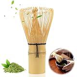 Matcha Kit Set, Japanisches Matcha Schneebesen Set,Matcha-Schneebesen,Traditionelle Schaufel,Schneebesenhalter,Bambusbesen Matcha (4pcs) (Natürliche Holzfarbe)