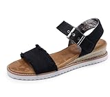 Skechers Damen Desert KISS Adobe Princess Sandals, Black Canvas, 39 EU