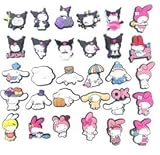 27 Stück Sanrio-Schuh-Anhänger – niedliche Schuhe-Dekorationen für Clog, Kinder-Armband, Schuhzubehör, Charms für niedliche Anime-Cartoon-Melodie, Zimt, Kulomi-Charms für Party-Dekorationen