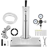 VEVOR Kegerator-Turm-Kit, Einzelzapfhahn-Bierumrüstsatz, Edelstahl-Fass-Bierturm-Zapfanlage mit Doppelmessgerät W21.8-Regler und A-System-Fasskupplung, Biertropfschale für Partys zu Hause