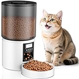 Futterautomat Katze 4 L, Katzenfutter Automat mit Timer 1-6 Mahlzeiten/Tag, Automatischer Futterspender für Katzen & Hunde, Pet Feeder Cat mit Sprachaufnahme 10 Sekunden für kleine/mittlere Haustiere