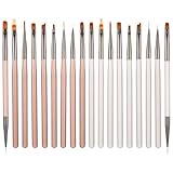 AOZUO 18pcs Nailart Pinsel Set, Nailart Design Pinsel Nagelgel Lack Malpinsel Zeichenstift Nagelliner Punktierpinsel für Heimwerker Maniküre Salon Zuhause Nail Pinsel Set