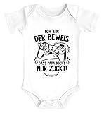 MoonWorks® Baby Body mit Spruch lustig Ich Bin der Beweis DASS Papa Nicht nur zockt Spiele Konsole Bio-Baumwolle weiß 0-3 Monate