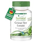 Fairvital | Grüner Tee Kapseln - 100 Kapseln - Green Tea - mit Koffein, Polyphenole & EGCG - HOCHDOSIERT - VEGAN - Camellia sinensis