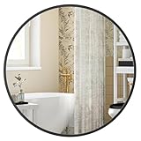 SONGMICS 40,7 cm d Spiegel rund, runder Spiegel, Wandspiegel, Metallrahmen, einfache Montage, modern, für Bad, Wohnzimmer, Schlafzimmer, Flur, Eingangsbereich, tintenschwarz LWM104BD03