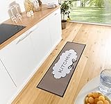 Hanse Home Cook & Clean Küchenläufer – Küchenteppich Kitchen Wolken Motiv Teppichläufer rutschfest Pflegeleicht Teppich Läufer für Küche, Flur, Eingangsbereich, Esszimmer – 50x150cm