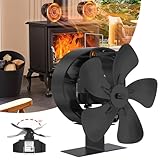 Froadp Ofenventilator 60° Drehend, Kaminventilator Ohne Strom,Kaminofen Ventilator mit 5 Blätter,Kaminlüfter für Holz/Brennholz/Feuerstelle/Ofen/Kamin