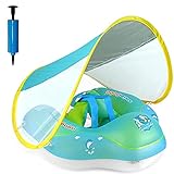 SANOTO Schwimmring Baby, Baby Schwimmen Schwimmtrainer mit Abnehmbarem Sonnendach,Baby Schwimmen Ring mit Sicherheitsgurt und Schwimmsitz für Kinder (L,6 - 36 Monate)