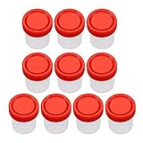 VILLCASE Probenbecher Mit Deckel Urinsammelbecher Kunststoff-Probenbehälter Urinprobenbecher Mit Schraubverschluss Für Labor 60Ml 10St