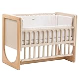 Geuther 4-in-1 Beistellbett Baby Hato, Baby Erstausstattung für Babyzimmer ab Geburt I Gitterbett umbaubar als Kinderbett, Sitzbank oder Kindertisch I Babybett mit Matratze I Buchenholz, Natur-Beige