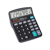 OSALO Tischrechner, 12-stelliger Tischrechner mit großem LCD-Display und großen empfindlichen Tasten, Solarbatterie, Dual-Power, Standardfunktion für Büro, Zuhause, Schule, OS-837