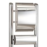 Zelsius Edelstahl Doppelrohr Standbriefkasten abschließbar | 48 x 138 cm, Silber | mit Zeitungsrolle, mit Schloss, mit Ständer | Standbriefkästen freistehend, Briefkasten mit Standfuß, Postkasten