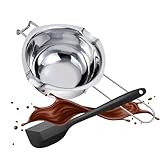 Wasserbad-Schmelztopf Edelstahl, Wasserbad Schüssel Schmelztopf Schmelzschale 304 Edelstahl Schmelzschüssel,Wasserbadtopf Schmelzschale mit Spatel für Schokolade Creme Butter Kerzenwachs Machen