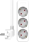 ELRO ES103 Mehrfachsteckdosenleiste, 3-Fach, 1,5m Kabel, Kindersicherung, 3680W, TÜV, Weiß