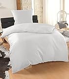 MALIKA® Bettwäsche Seersucker 155x220 mit 80x80 Kissenbezug | ÖkoTex Standard 100 | Fein Seersucker Bettwäsche aus Mikrofaser | weiß