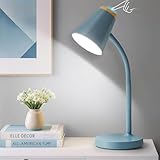 GyroVu Schreibtischlampe LED, Touch Tischlampe Dimmbar Augenschutz, Flexibler Gänsehals Desk Lamp für Kinder, Leselicht für Schlafzimmer, Nachttisch, Studierzimmer, Büros, Blau
