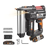 WORX Akku-Nagler 18V(MAX 20V) WX840.1, PowerShare, 2-in-1-Bradnagler und Klammerhefter mit schmaler Krone, LED-Licht, 2 Akku, 200 x 38 mm 18-Gauge-Bradnagel, 200 x 32 mm 18-Gauge-Nagelklammern
